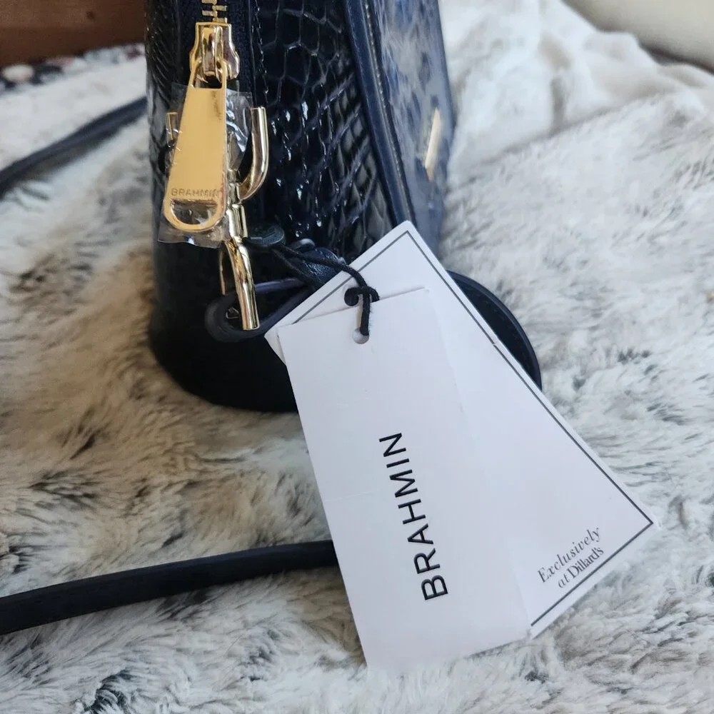 Brahmin Small Georgina - Kyanite Havisham Croc Leather Cross Body - Picture 3 of 11